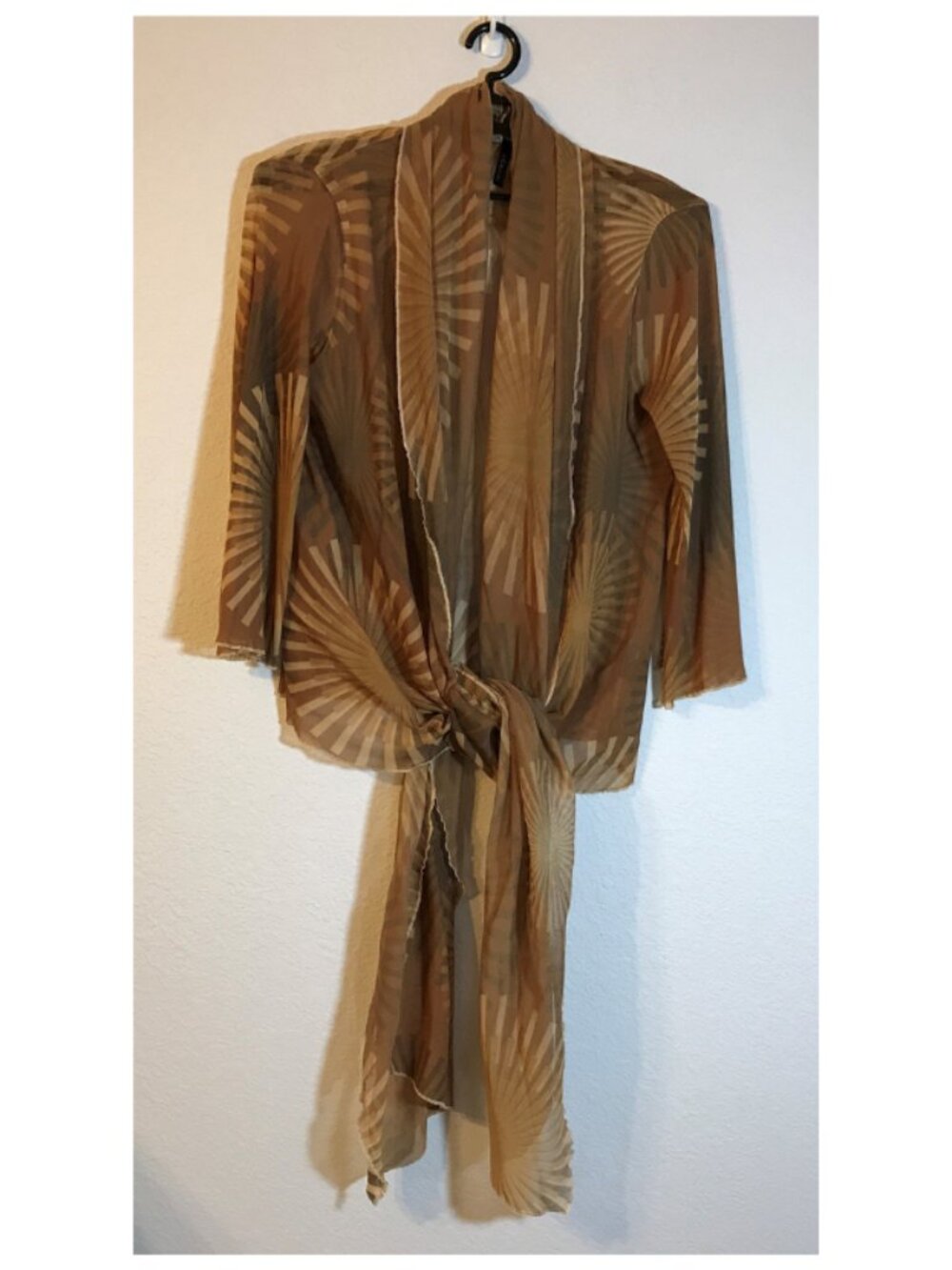Jill Alexander Women's Ocher/Green Mesh Tie Front Kimono/Jacket, One Size
